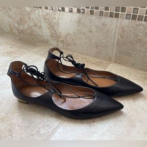 Aquazzura Christy Flat Size 39 Black Color in Used - Good
